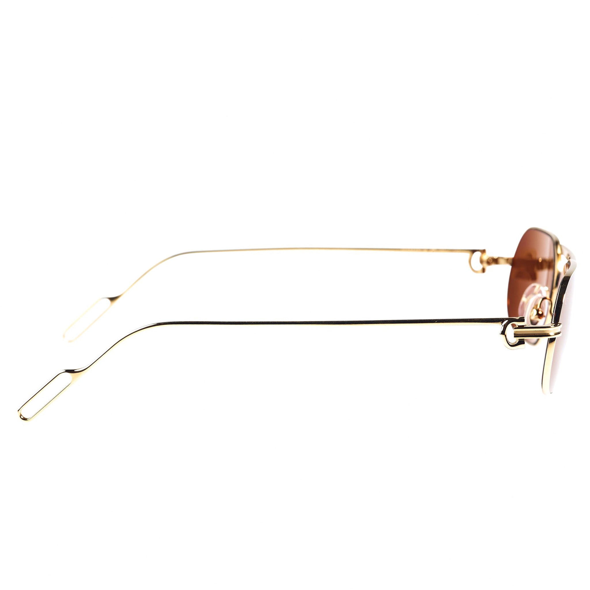 Image of Cartier Eyewear Custom CT0112S C Decor Rimless Brown Gold Sunglasses